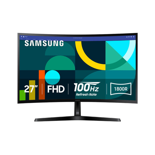 Monitor Curvo Samsung 27" Essential S3 (S36GD) FHD, 1800R, 100Hz, Modo Juego, Confort Visual Avanzado, Puertos HDMI y D-sub (Modelo LS27D366GANXZA, 2024)