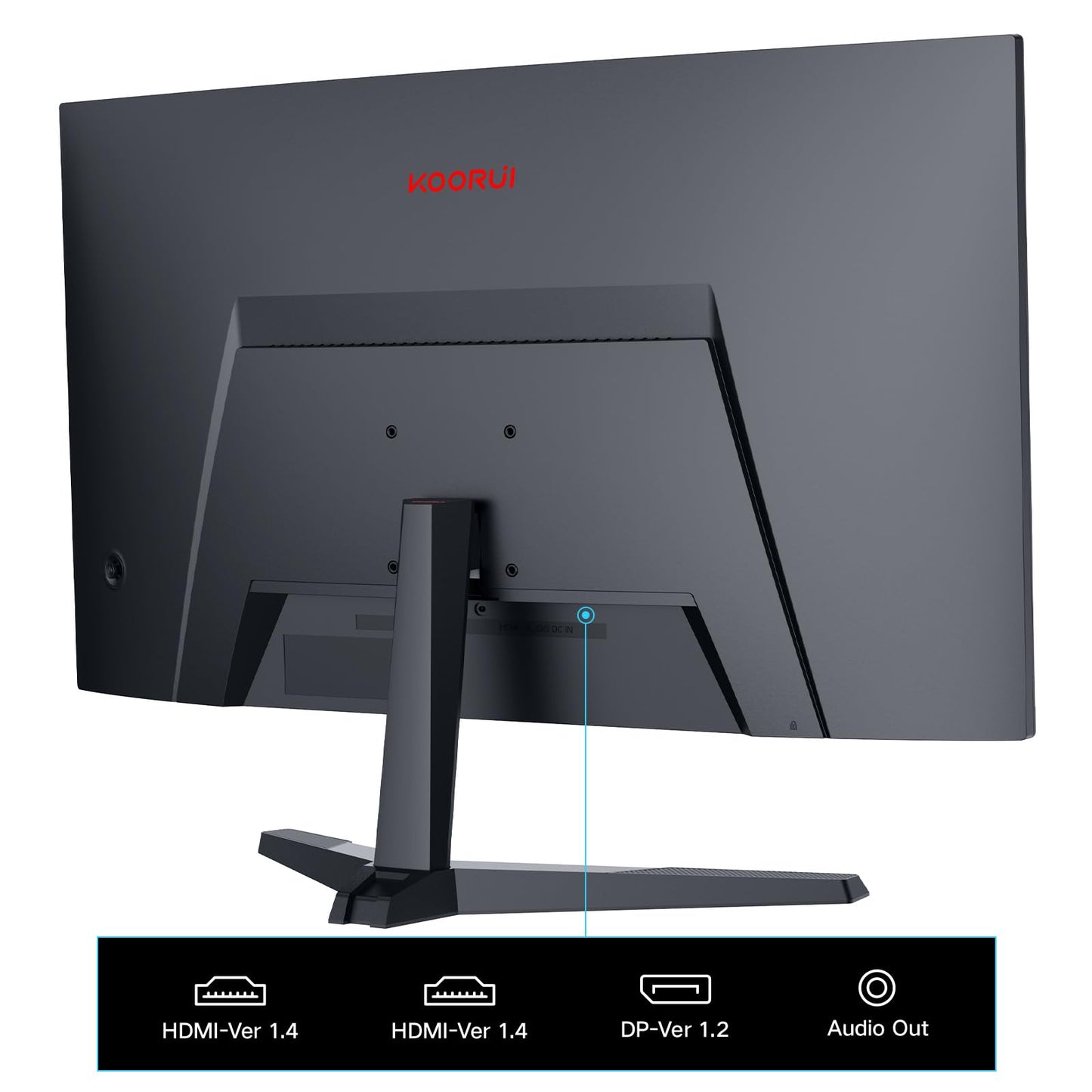 Monitor Curvo KOORUI 24" FHD 1080P, 165Hz VA, 1800R, HDMI x2/DP, Compatible VESA, Ajustable, Protección Ocular