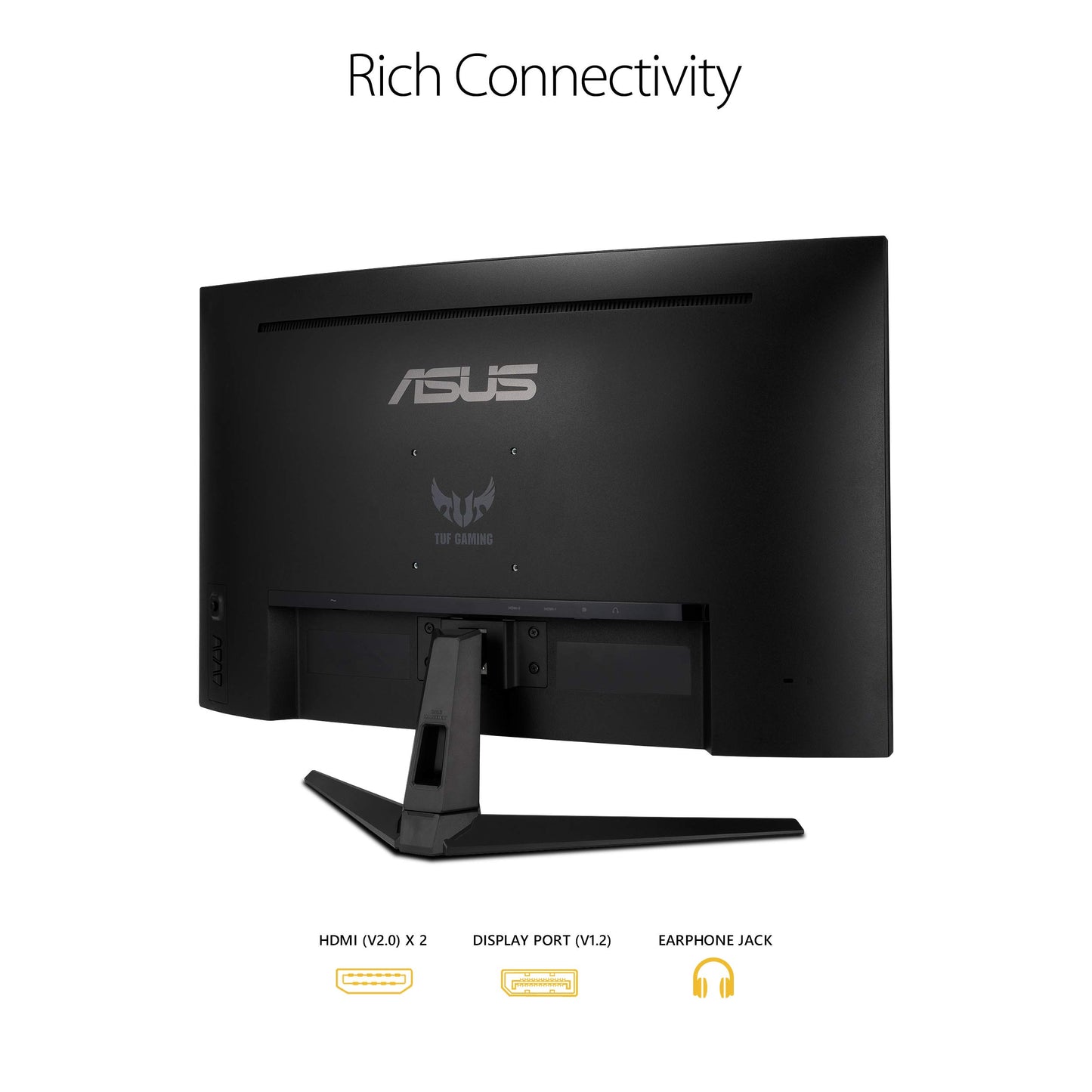 Monitor Curvo ASUS TUF Gaming 32" QHD (2560x1440), 165Hz, 1ms, HDR, FreeSync Premium, Altavoces, Montaje VESA, DisplayPort y HDMI (Negro)