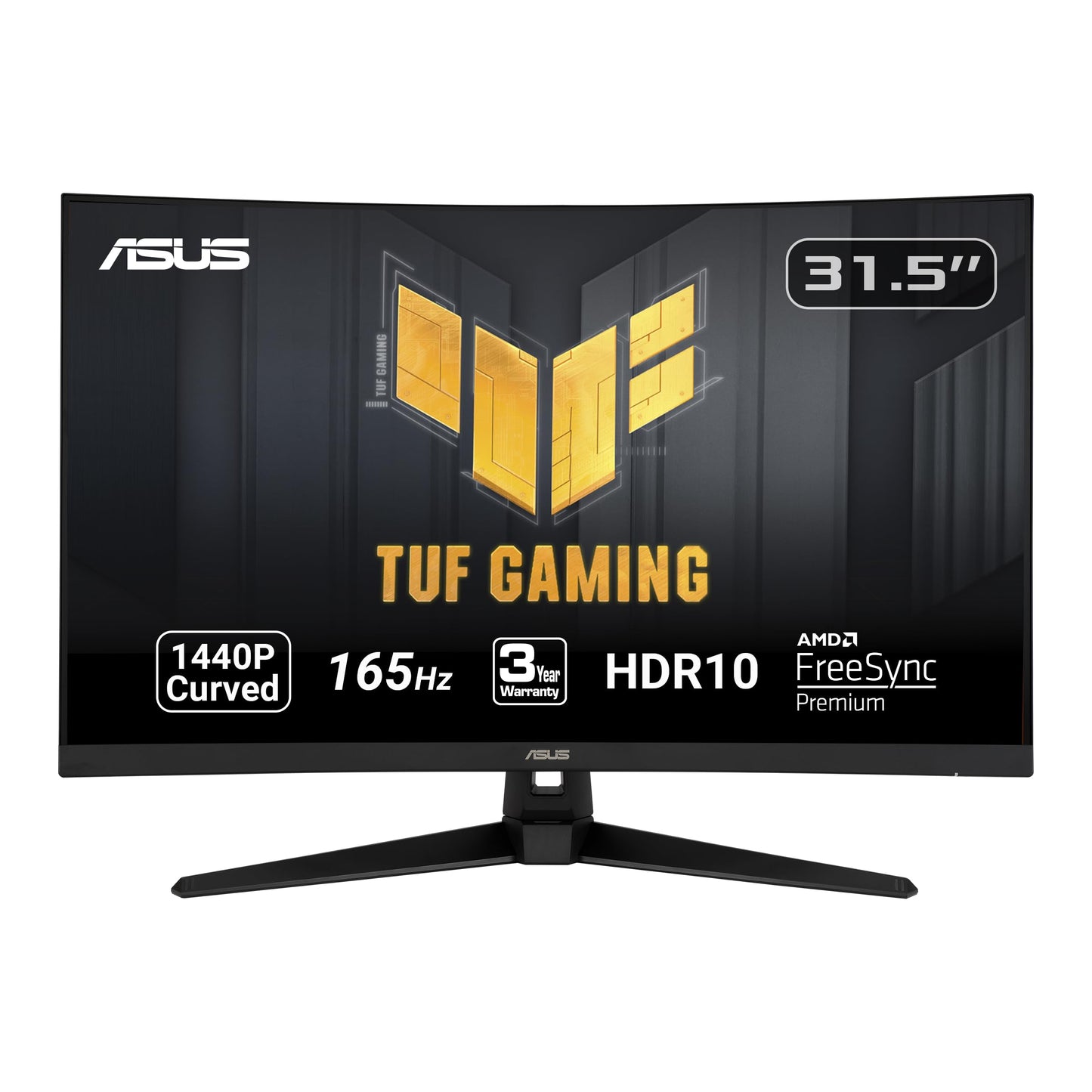 Monitor Curvo ASUS TUF Gaming 32" QHD (2560x1440), 165Hz, 1ms, HDR, FreeSync Premium, Altavoces, Montaje VESA, DisplayPort y HDMI (Negro)