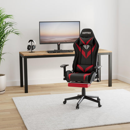 Silla Gamer HOFFREE RGB con Bluetooth, Masaje y Luces LED (Rojo/Negro)